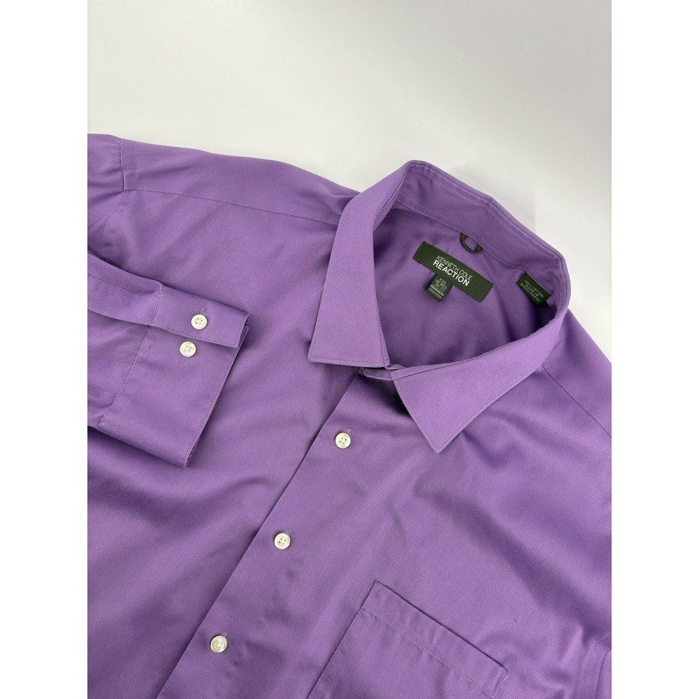 Kenneth Cole Reaction Men's XXL‎ 18-18 1/2 36-37 Purple Button Up Long Sleeve